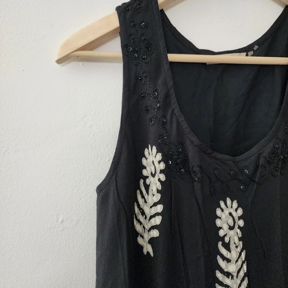 Soft Surroundings | Black & Tan Flowy Maxi Summer Dress - Picture 4 of 7